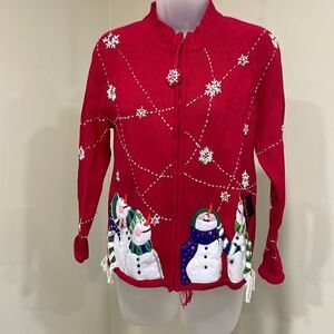 NWOT Heirloom Collectibles Snowman snowflake sweater.  Size 12/14 L large